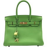 エルメス HERMES バーキン30 B刻 ヴェールユッカ ゴールド金具 トゴ レディース ハンドバッグ