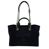 シャネル CHANEL ドーヴィル スモールショッピングバック AS3257 ブラック シルバー金具 コットンファイバー レディース トートバッグ