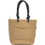シャネル CHANEL カンボンライントート スモール A25166 ベージュ/ブラック ラムスキン レディース ハンドバッグ