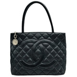 シャネル CHANEL 復刻トート A01804 6番台 ブラック シルバー金具 キャビアスキン レディース ハンドバッグ