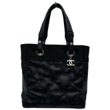 シャネル CHANEL パリビアリッツトートPM A34208 16番台 ブラック シルバー金具 コーティングキャンバス レディース トートバッグ