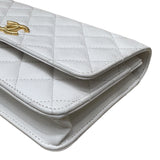 シャネル CHANEL マトラッセチェーンウォレット ホワイト キャビアスキン ゴールド金具 レディース ショルダーバッグ