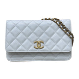 シャネル CHANEL マトラッセチェーンウォレット ホワイト キャビアスキン ゴールド金具 レディース ショルダーバッグ