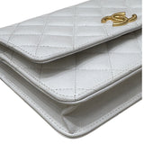 シャネル CHANEL マトラッセチェーンウォレット ホワイト キャビアスキン ゴールド金具 レディース ショルダーバッグ