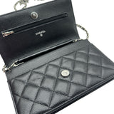 シャネル CHANEL マトラッセ チェーンウォレット AP0250 ブラック シルバー金具 キャビアスキン レディース ショルダーバッグ