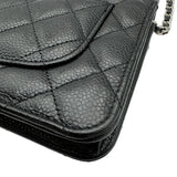 シャネル CHANEL マトラッセ チェーンウォレット AP0250 ブラック シルバー金具 キャビアスキン レディース ショルダーバッグ