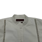 グッチ GUCCI ビジュー装飾長袖シャツ 793674 ホワイト コットン レディース 長袖シャツ