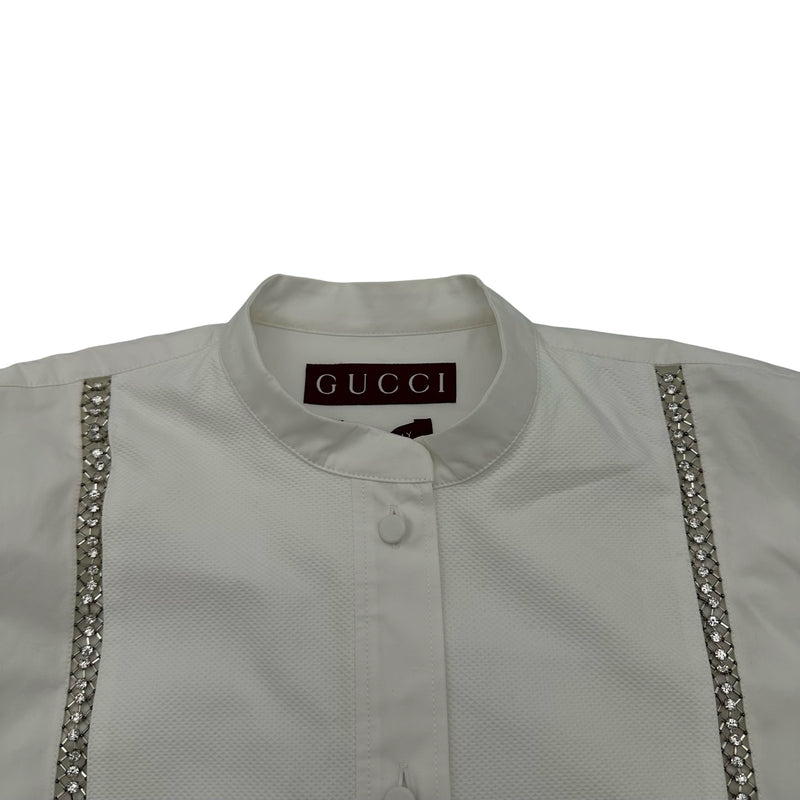 グッチ GUCCI ビジュー装飾長袖シャツ 793674 ホワイト コットン