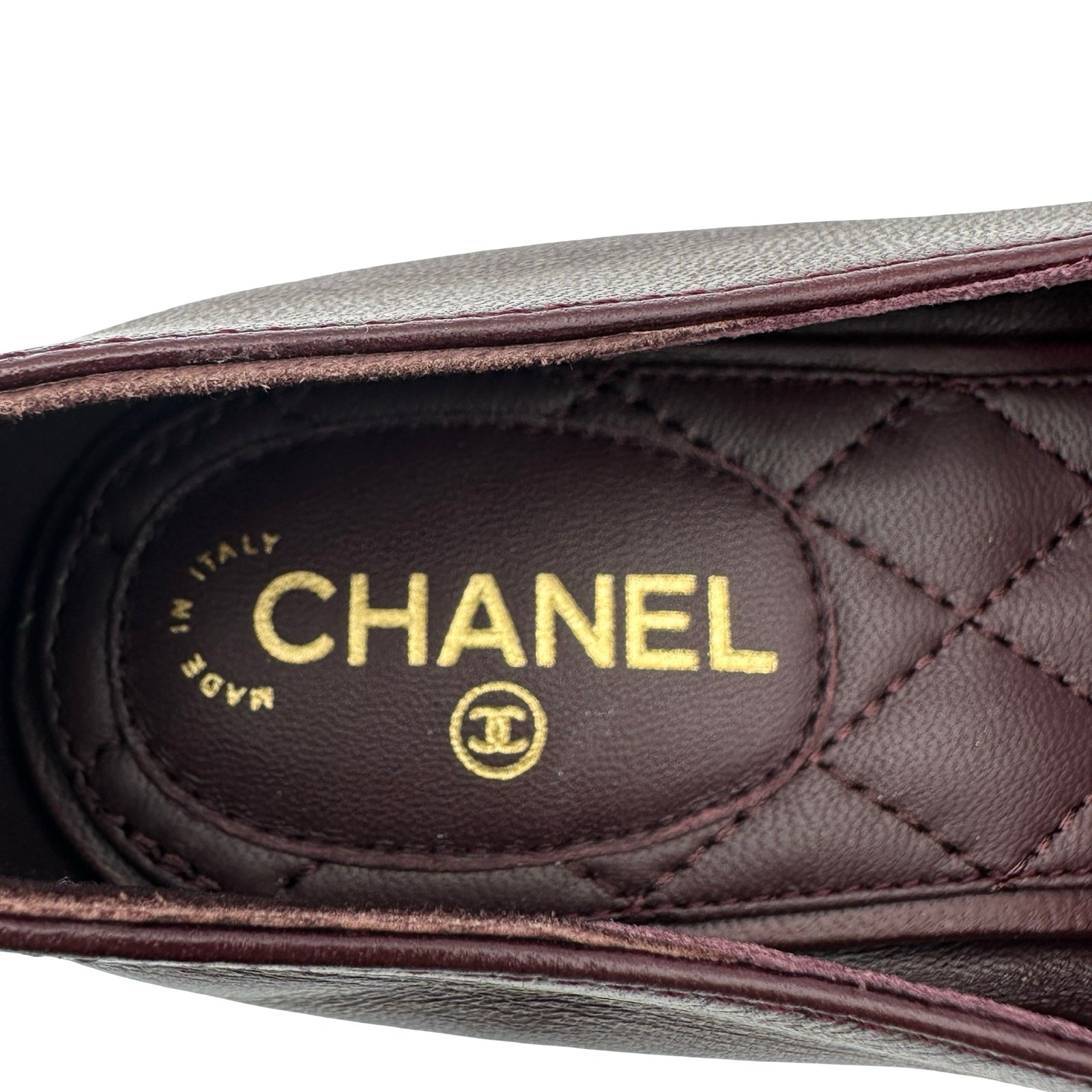 シャネル CHANEL ココマークチェーン装飾レザーローファー G32955