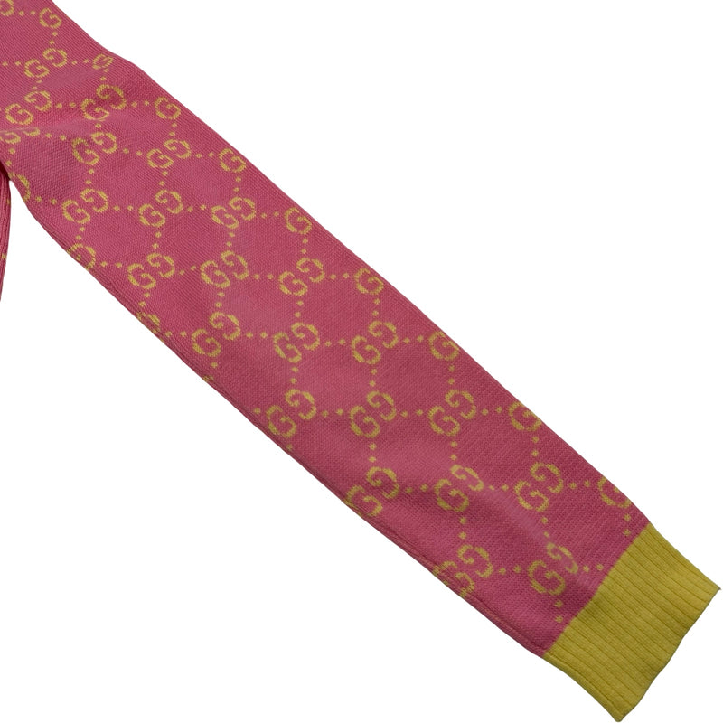 【希少】GUCCI グッチ GGコットン カーディガン ピンク×ゴールド GG インターシャ コットン カーディガン グッチ ニット コピー