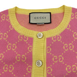 グッチ GUCCI GGジャガードニットカーディガン 501370 ピンク コットン レディース 半袖Ｔシャツ