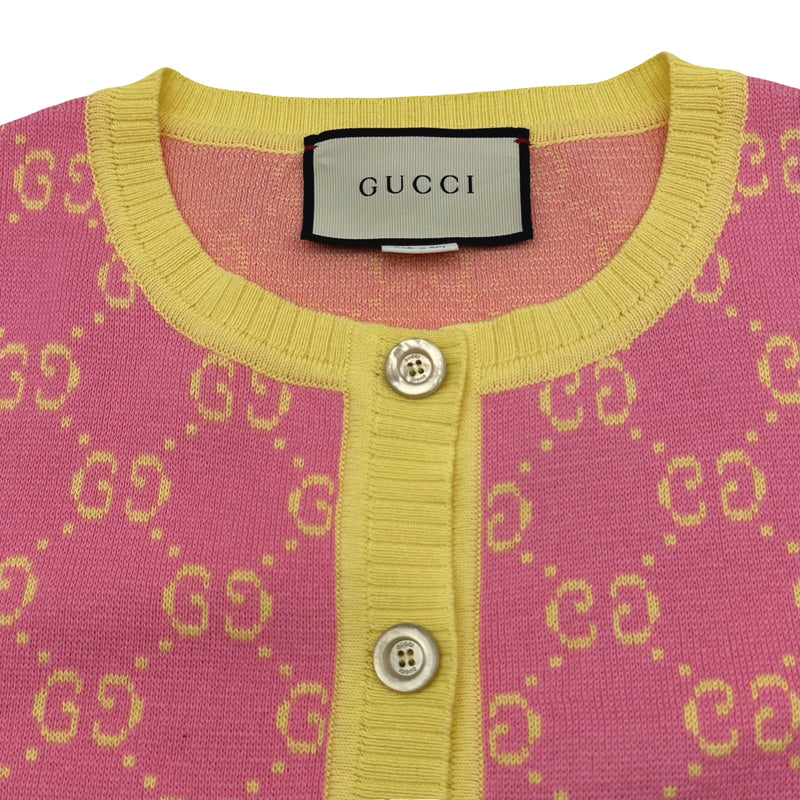 グッチ GUCCI GGジャガードニットカーディガン 501370 ピンク コットン