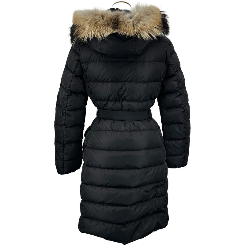 モンクレール MONCLER KHLOE ファー付ダウンコート ブラック ナイロン 