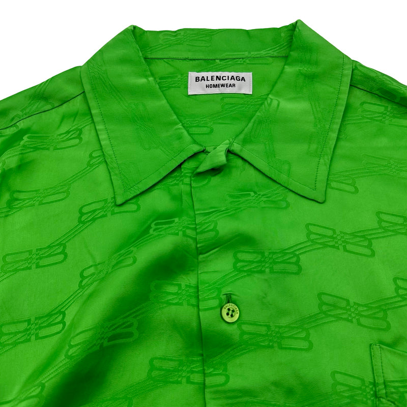 バレンシアガ BALENCIAGA BB総柄長袖シャツ 68131 グリーン レーヨン