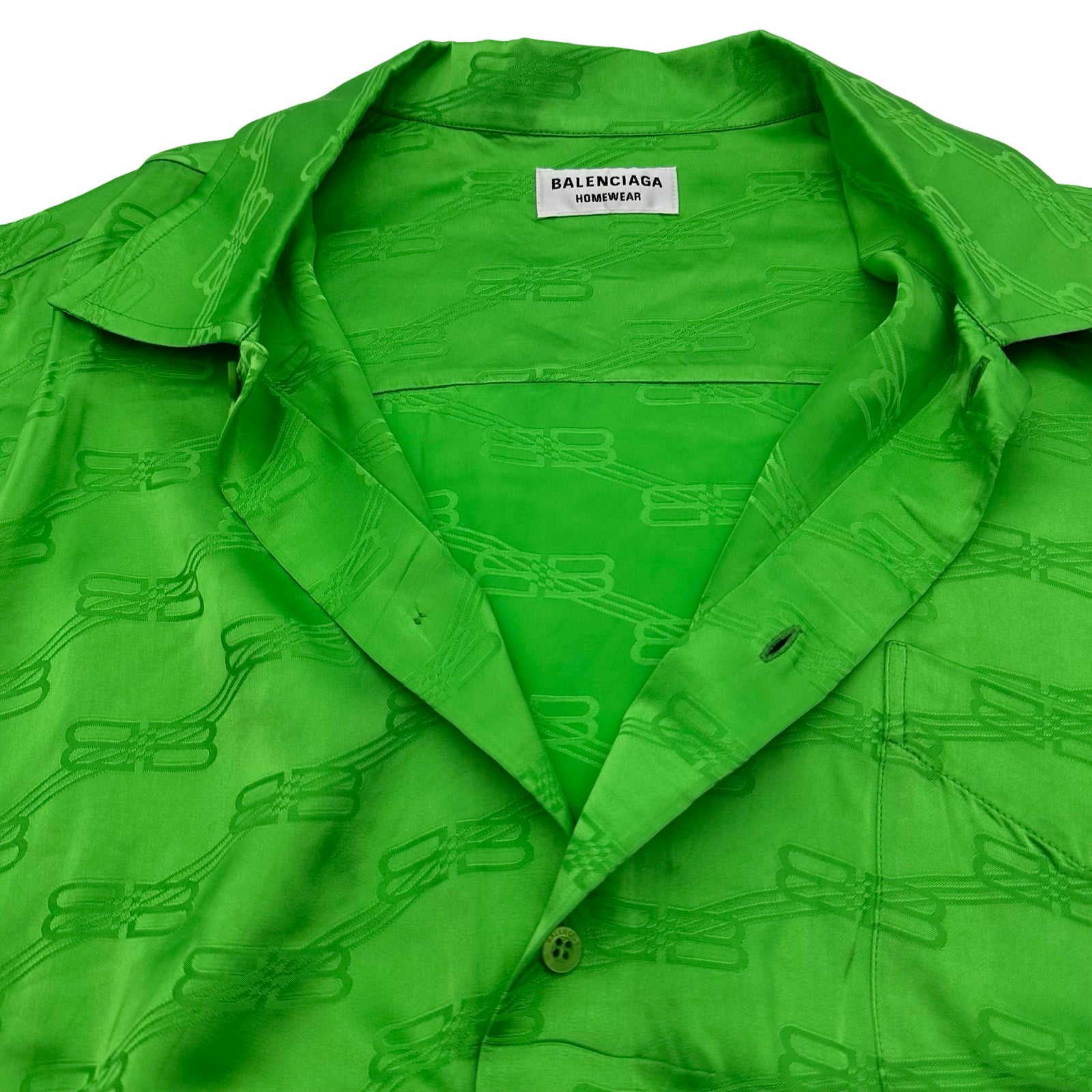 バレンシアガ BALENCIAGA BB総柄長袖シャツ 68131 グリーン レーヨン