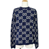 グッチ GUCCI GGジャガードニットセーター 692900 ネイビー ウール メンズ セーター