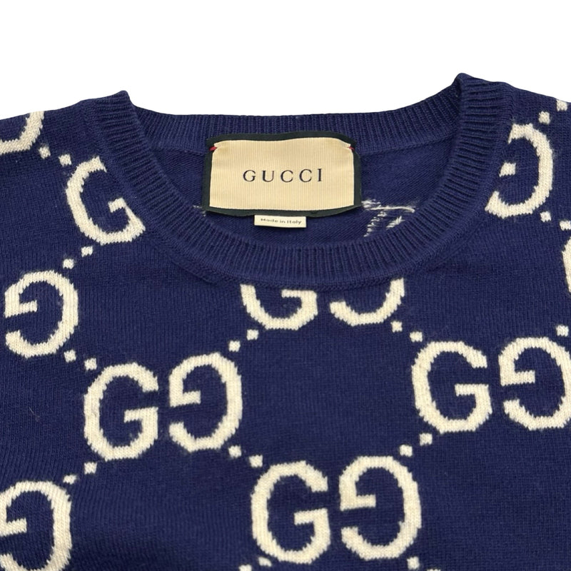 グッチ GUCCI GGジャガードニットセーター 692900 ネイビー ウール