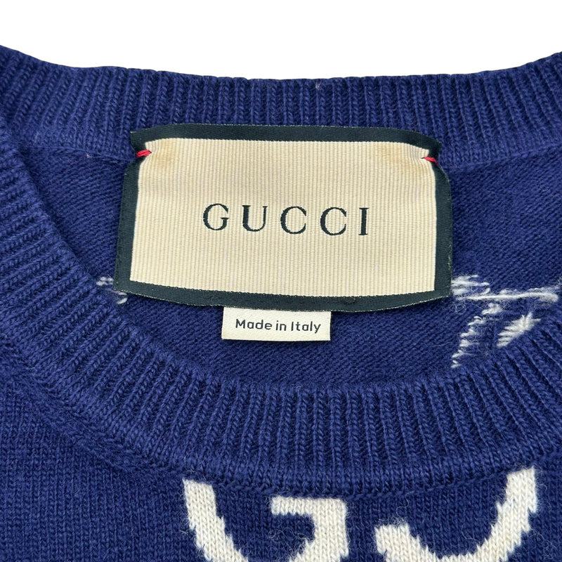 グッチ GUCCI GGジャガードニットセーター 692900 ネイビー ウール