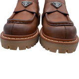 プラダ PRADA トライアングル ロゴ ローファー 1D801N ブラウン レザー レディース ローファー