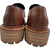 プラダ PRADA トライアングル ロゴ ローファー 1D801N ブラウン レザー レディース ローファー
