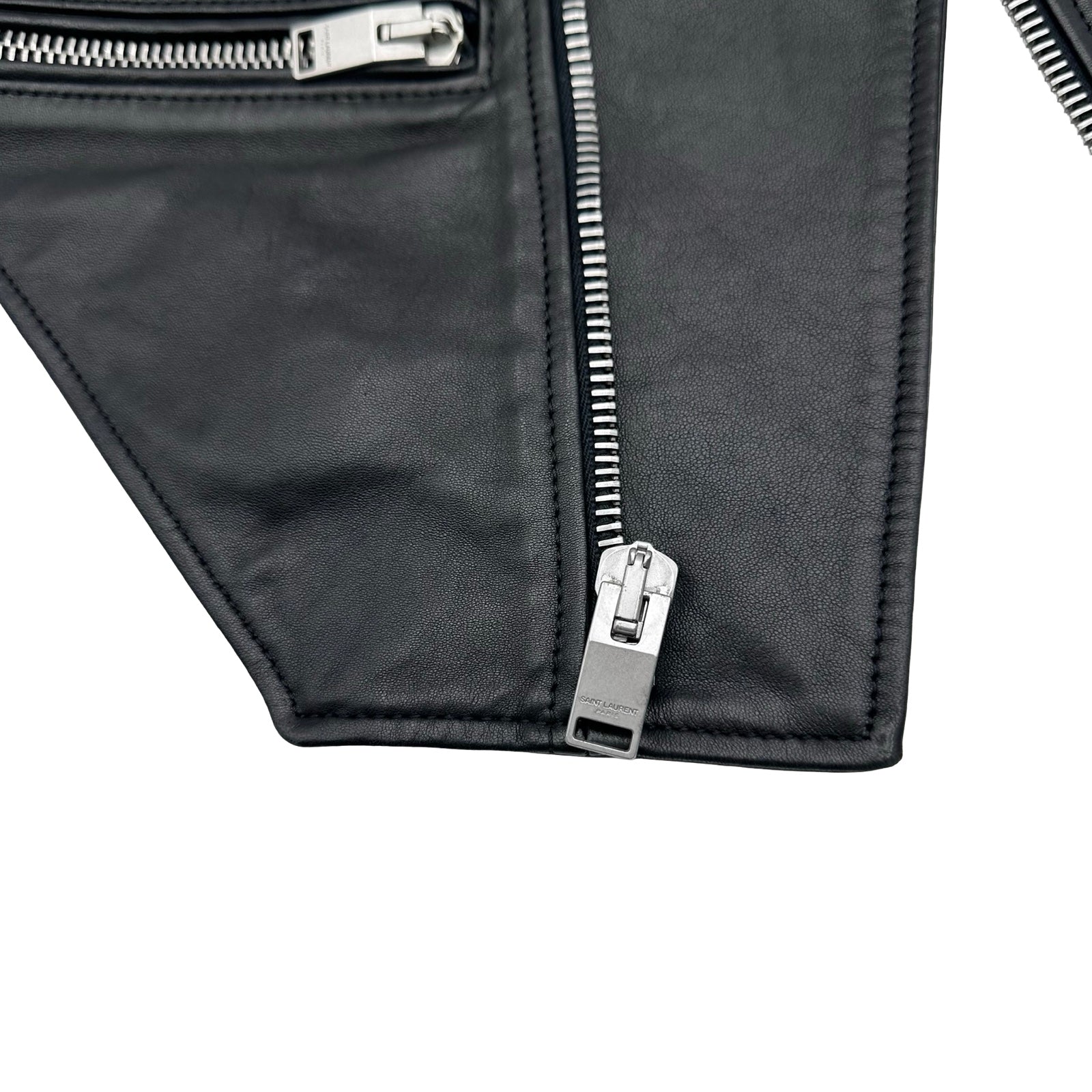 サンローラン SAINT LAURENT レザー ダブルライダースベスト 344678