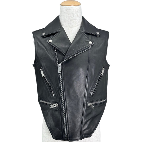 サンローラン SAINT LAURENT レザー ダブルライダースベスト 344678