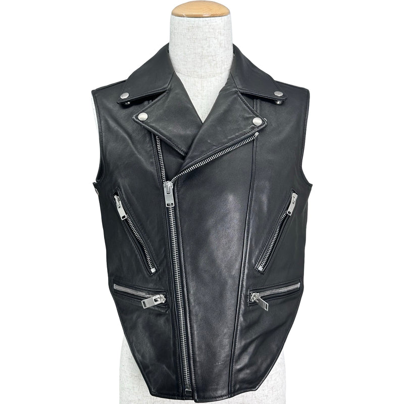 サンローラン SAINT LAURENT レザー ダブルライダースベスト 344678