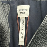 エルメス HERMES アイレットディアスキンレザーロングベスト 2E1513D0 ブラック レザー レディース ベスト