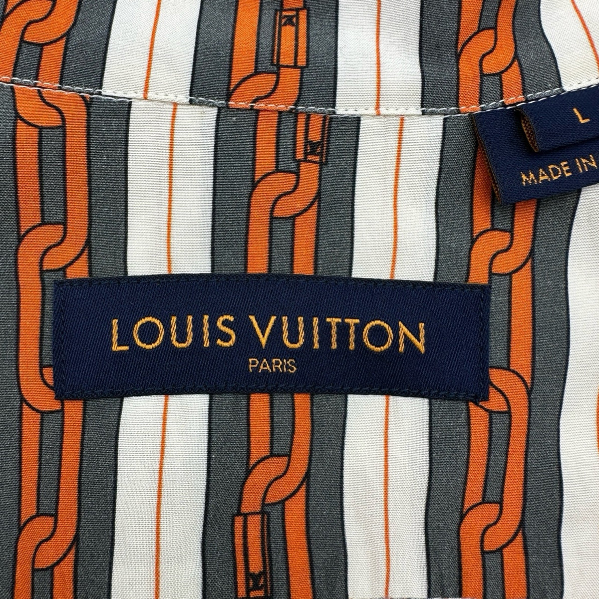 ルイ・ヴィトン LOUIS VUITTON チェーンデザインストライプ長袖シャツ
