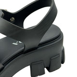 プラダ PRADA モノリストライアングルロゴラバーサンダル 1X853M ブラック ラバー レディース サンダル
