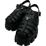 プラダ PRADA モノリストライアングルロゴラバーサンダル 1X853M ブラック ラバー レディース サンダル