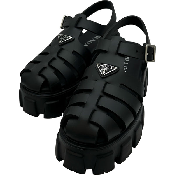 プラダ PRADA モノリストライアングルロゴラバーサンダル 1X853M