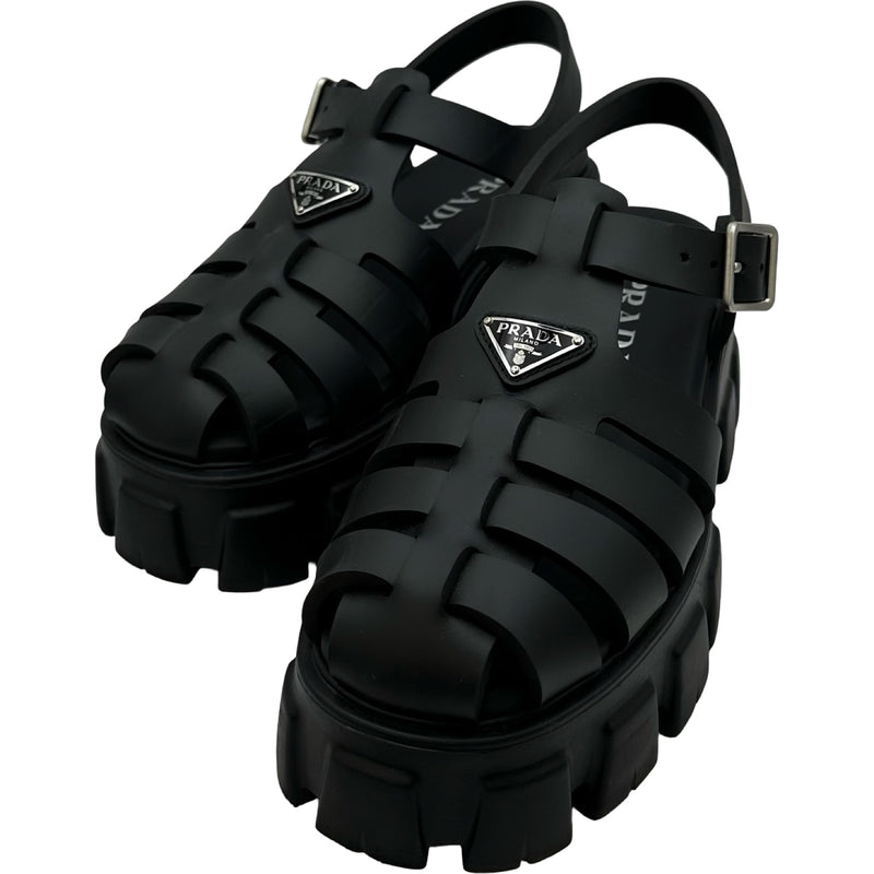 プラダ PRADA モノリストライアングルロゴラバーサンダル 1X853M