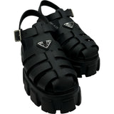 プラダ PRADA モノリストライアングルロゴラバーサンダル 1X853M ブラック ラバー レディース サンダル