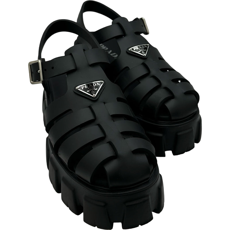 プラダ PRADA モノリストライアングルロゴラバーサンダル 1X853M