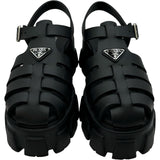 プラダ PRADA モノリストライアングルロゴラバーサンダル 1X853M ブラック ラバー レディース サンダル