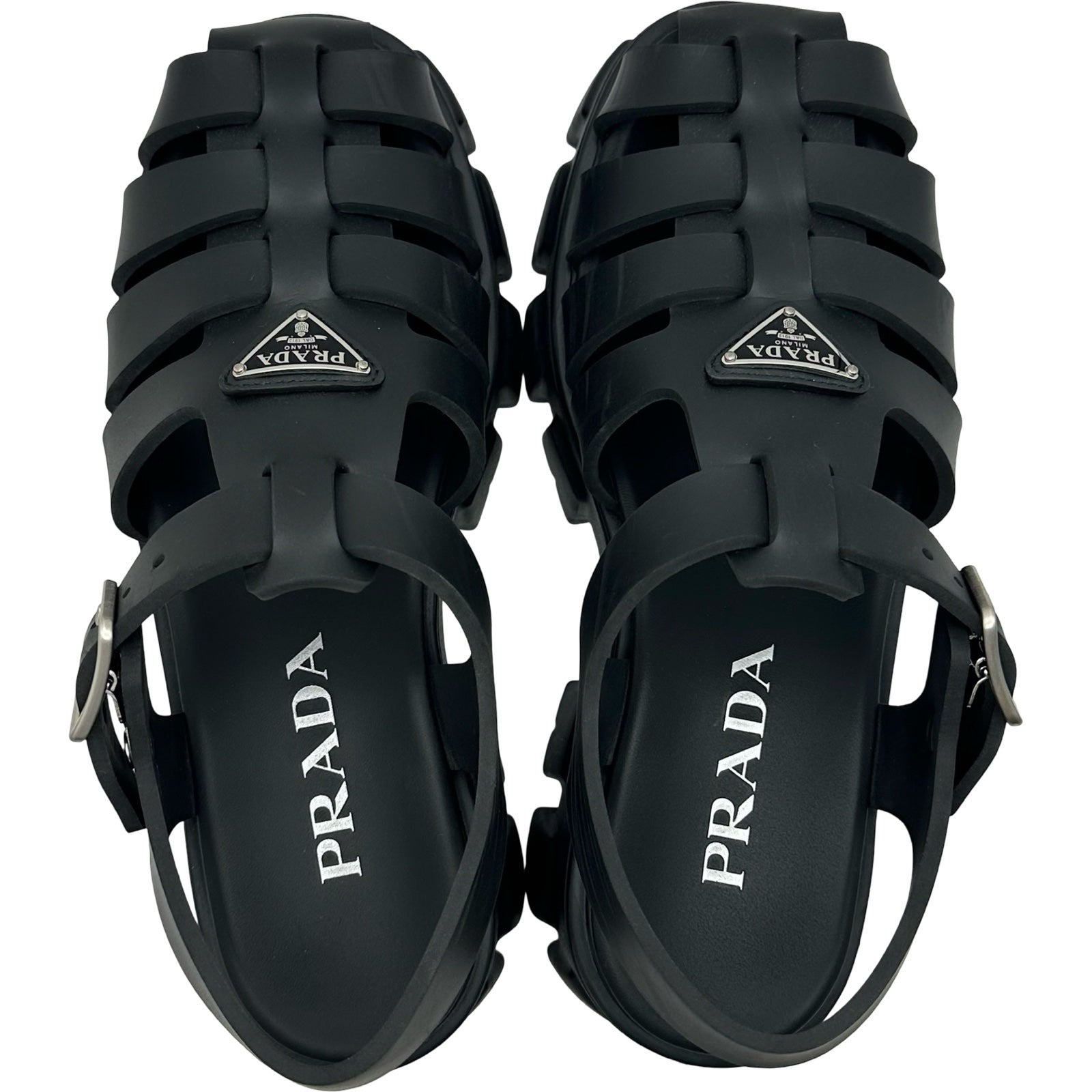 プラダ PRADA モノリストライアングルロゴラバーサンダル 1X853M