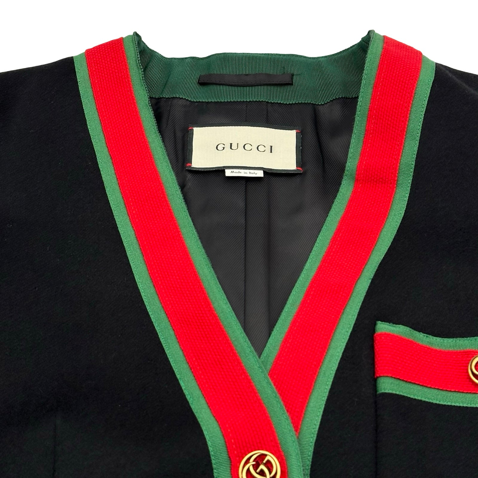 グッチ GUCCI シェリーラインノーカラーロングコート 518064 ブラック