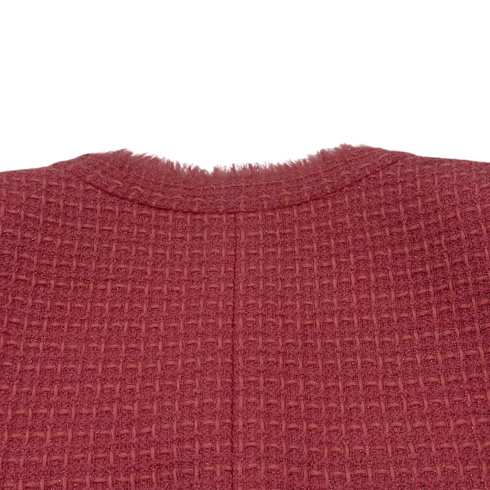 シャネル CHANEL ノーカラーツイードジャケット P64572 ピンク ウール