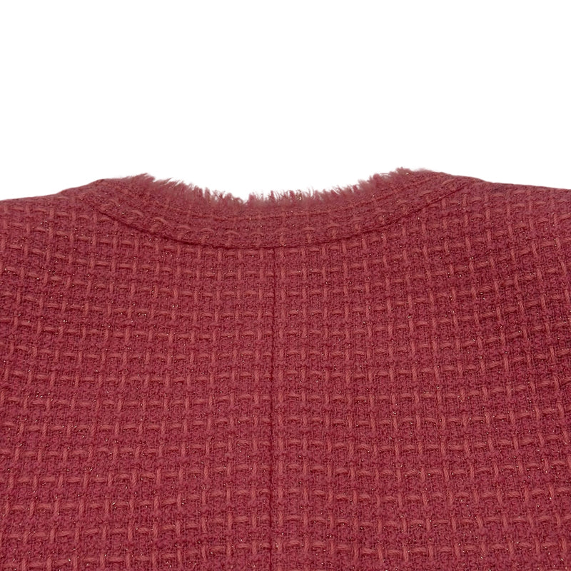 シャネル CHANEL ノーカラーツイードジャケット P64572 ピンク ウール