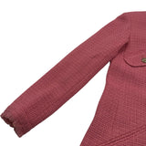 シャネル CHANEL ノーカラーツイードジャケット P64572 ピンク ウール レディース ノーカラージャケット