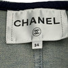 シャネル CHANEL 総柄ノーカラーデニムジャケット P70737 ブルー コットン レディース デニムジャケット