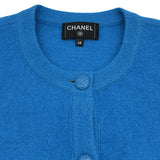 シャネル CHANEL ノーカラーニットカーディガン P73522 ブルー ウール レディース カーディガン