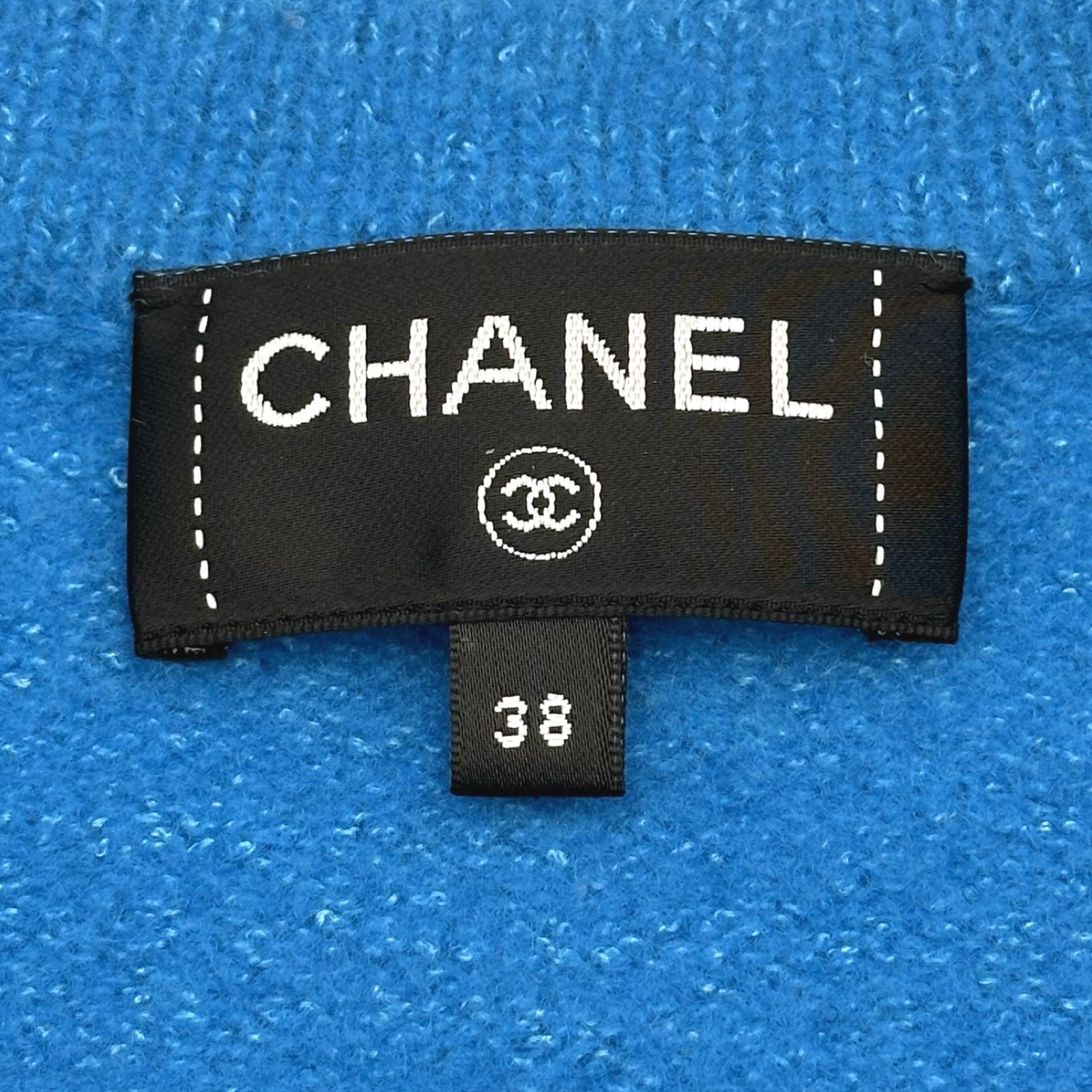 シャネル CHANEL ノーカラーニットカーディガン P73522 ブルー ウール