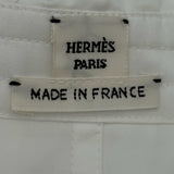 エルメス HERMES ドローストリングフリルシャツ 4H0638DV ホワイト コットン レディース 長袖シャツ