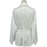エルメス HERMES ドローストリングフリルシャツ 4H0638DV ホワイト コットン レディース 長袖シャツ
