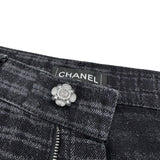 シャネル CHANEL チェックパターンルーズデニムパンツ P77620 ブラック コットン レディース デニムパンツ