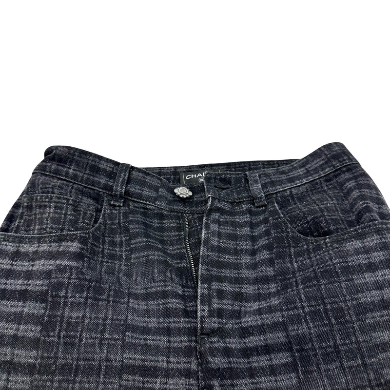 シャネル CHANEL チェックパターンルーズデニムパンツ P77620 ブラック