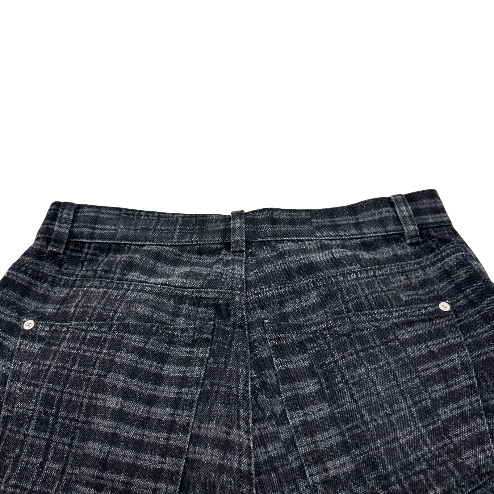 シャネル CHANEL チェックパターンルーズデニムパンツ P77620 ブラック
