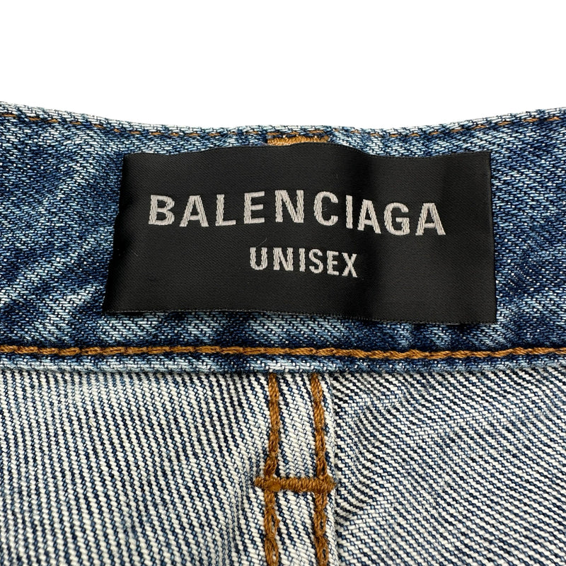 美品 BALENCIAGA バレンシアガ デニムパンツ スコート 36 バレンシアガ BALENCIAGA ルーズデニムパンツ 736540 ブルー コットン
